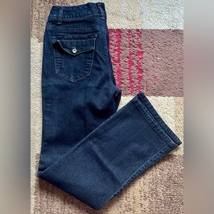 Womens juniors 8 denim jeans dark wash blue bootcut